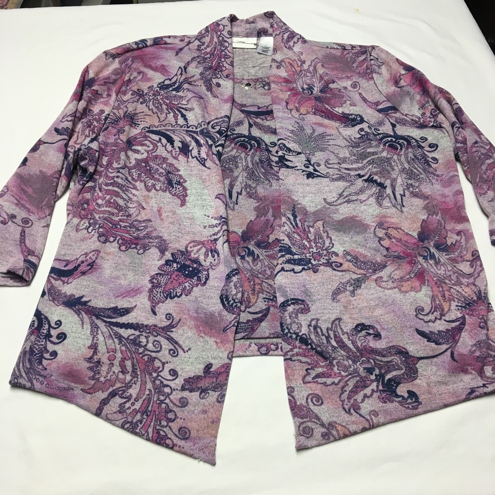 ALFRED DUNNER EMBELLISHED LONG SLEEVE 2 IN 1 SHIRT